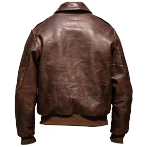 Men Bomber Brown Genuine Leather Jacket - Image 2