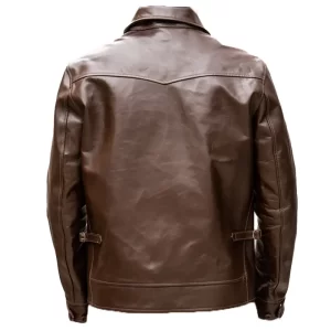 Men Cafe Racer Bomber Brown Leather Jacket - Image 2