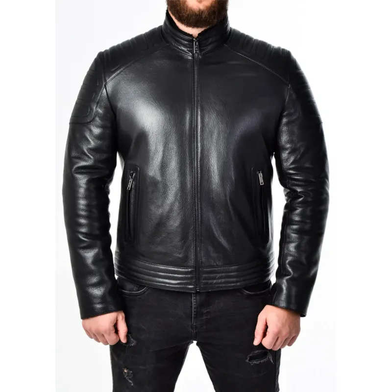Men-Fitted-Leather-Biker-Black-Jacket