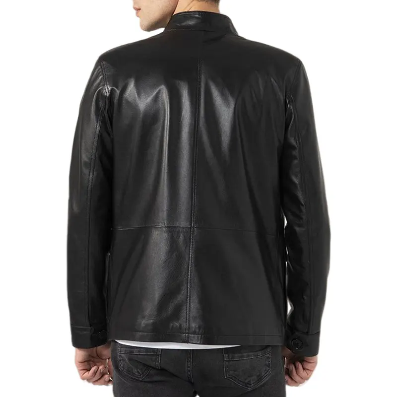 Men-Flap-Pockets-Black-Leather-Jacket