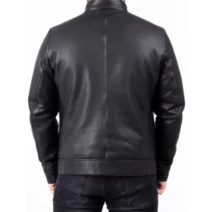 Men Genuine Leather Biker Jacket - Image 4