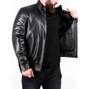 Men Leather Designer Biker Jacket - Image 4