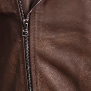 Mens Biker Brown Leather Jacket - Image 3