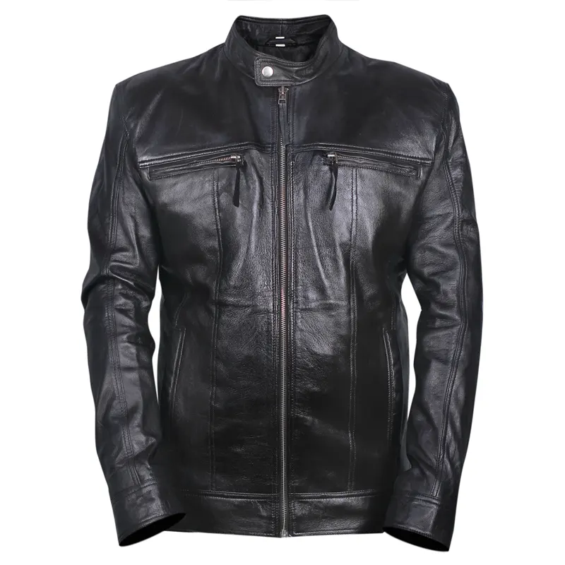 Mens-Black-Biker-Genuine-Leather-Jacket