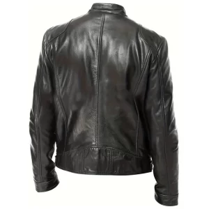 Mens Black Motorcycle Leather Jacket - Image 4