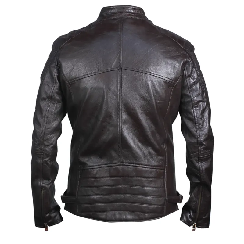 Mens-Black-Paded-Biker-Genuine-Leather-Jacket