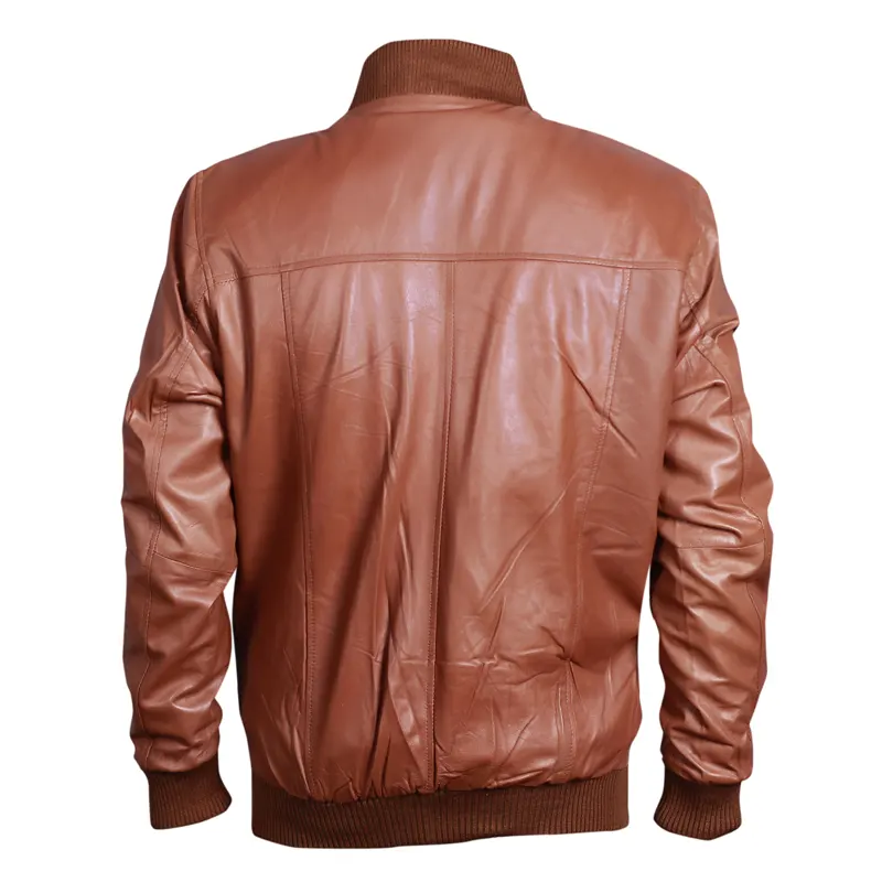 Mens-Bomber-Brown-Leather-Jacket