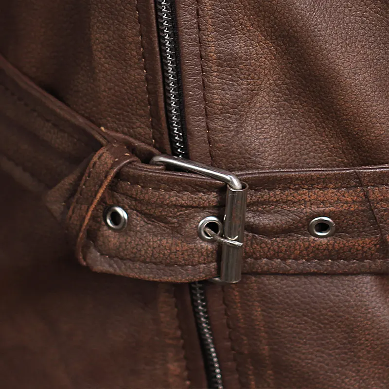 Mens-Brown-Biker-Belted-Leather-Jacket