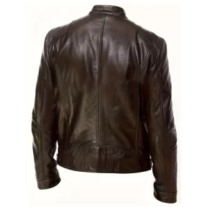 Mens Brown Motorcycle Leather Jacket - Image 4