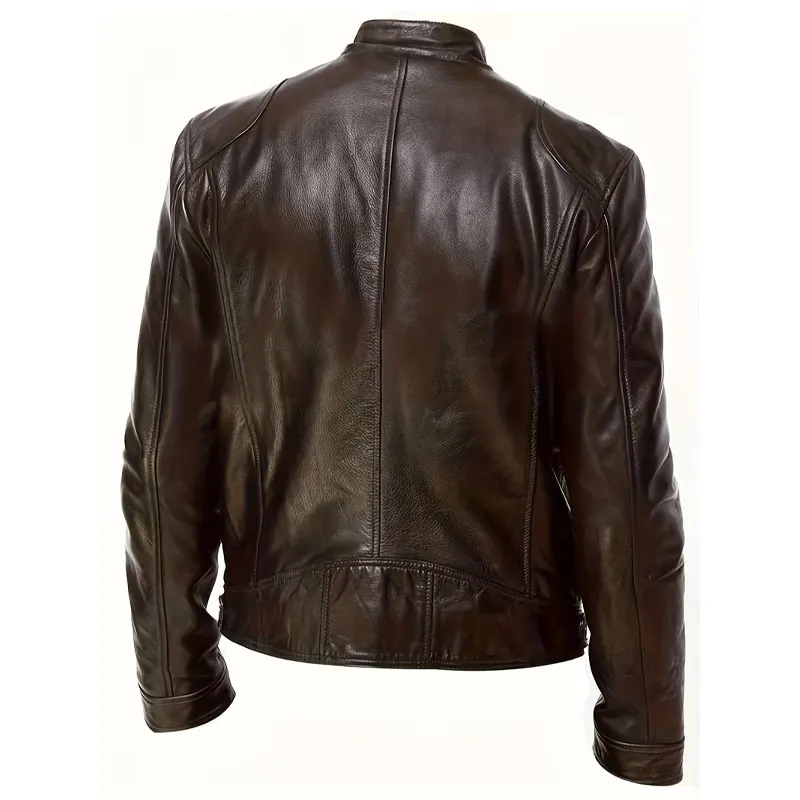 Mens-Brown-Motorcycle-Genuine-Leather-Jacket
