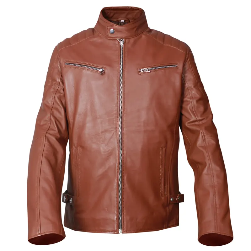 Mens-Cafe-Racer-Brown-Leather-Jacket