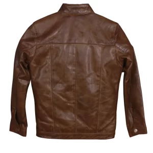 Mens Chocolate Brown Leather Jacket - Image 2