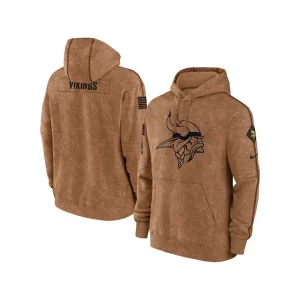 NFL Minnesota Vikings Salute To Service Club Brown Pullover Hoodie - Image 2