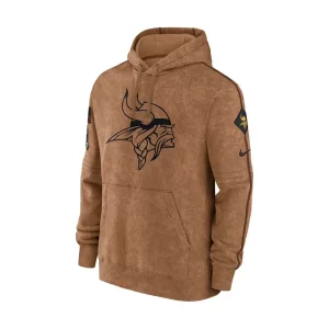 NFL Minnesota Vikings Salute To Service Club Brown Pullover Hoodie - Image 1