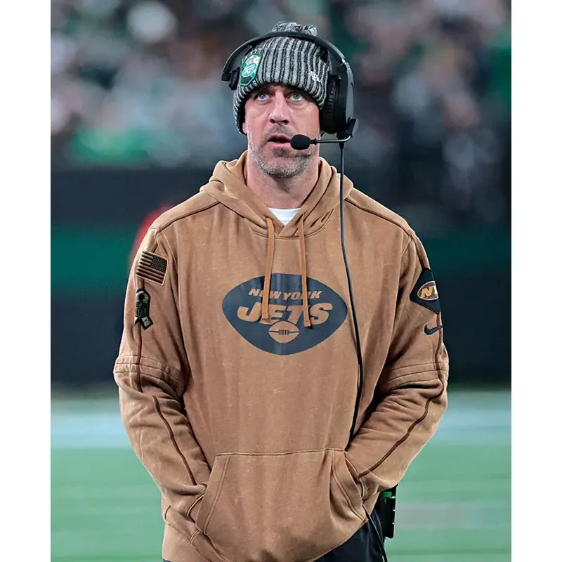 Aaron-Rodgers-New-York-Jets-Salute-To-Service-Brown-Club-Hoodie