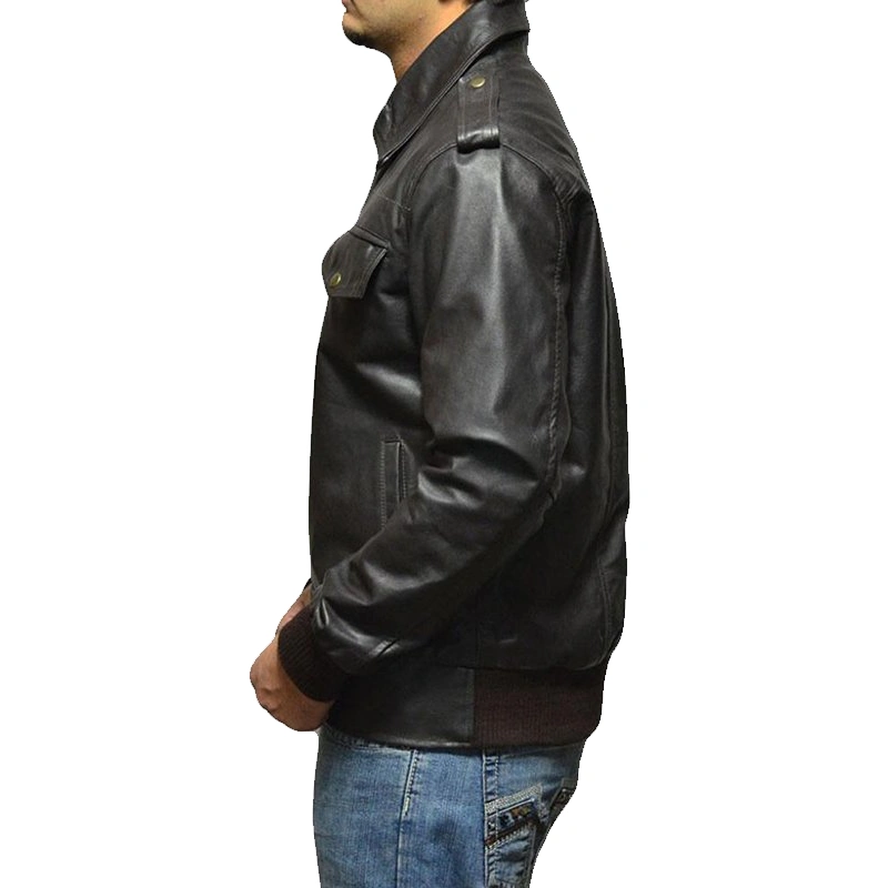 Men-Casual-Black-Leather-Bomber-Jacket