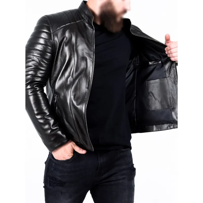 Men-Padded-Leather-Biker-Black-Jacket