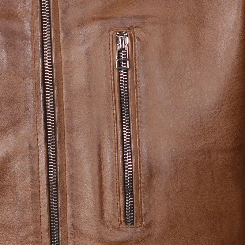 Mens-Light-Brown-Leather-Zipper-Jacket
