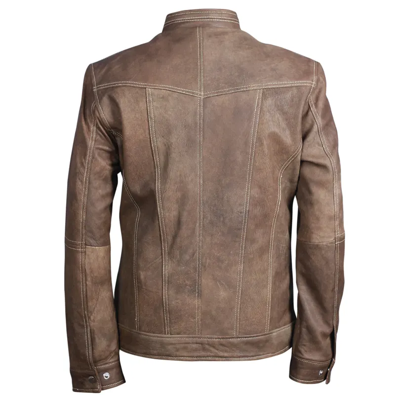 Mens-Slim-fit-Brown-Leather-Jacket