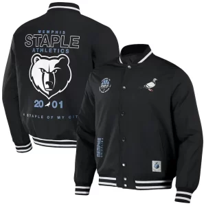 NBA x Staple Black Memphis Grizzlies Varsity Jacket - Image 2