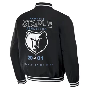 NBA x Staple Black Memphis Grizzlies Varsity Jacket - Image 3