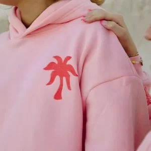 Pink Palm Puff Hoodie - Image 4