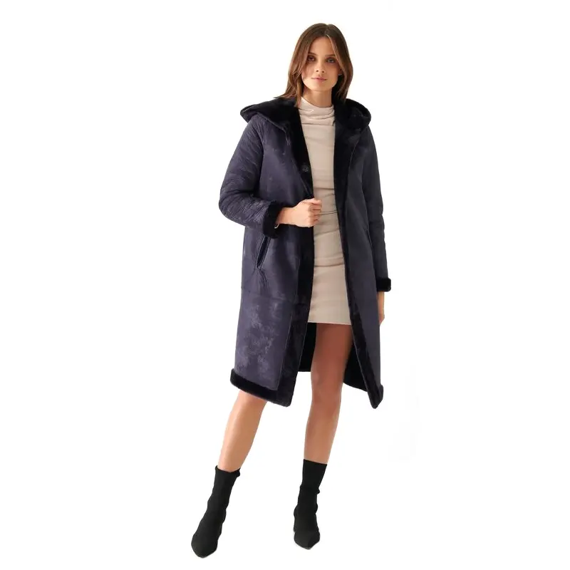 Women-Black-Shearling-Leather-Long-Coat