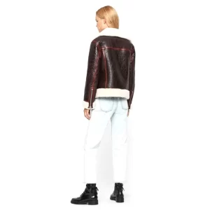 Women Brown Shearling Jacket - Image 2