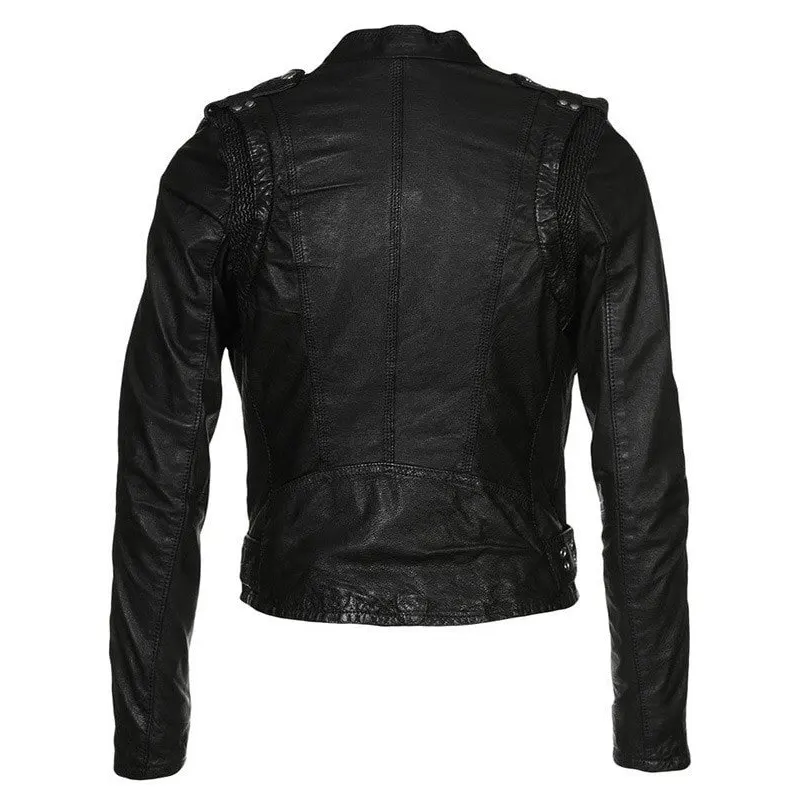Women-Sheepskin-Leather-Biker-Jacket-Black