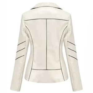 Women White Genuine Leather Jacket - Image 2